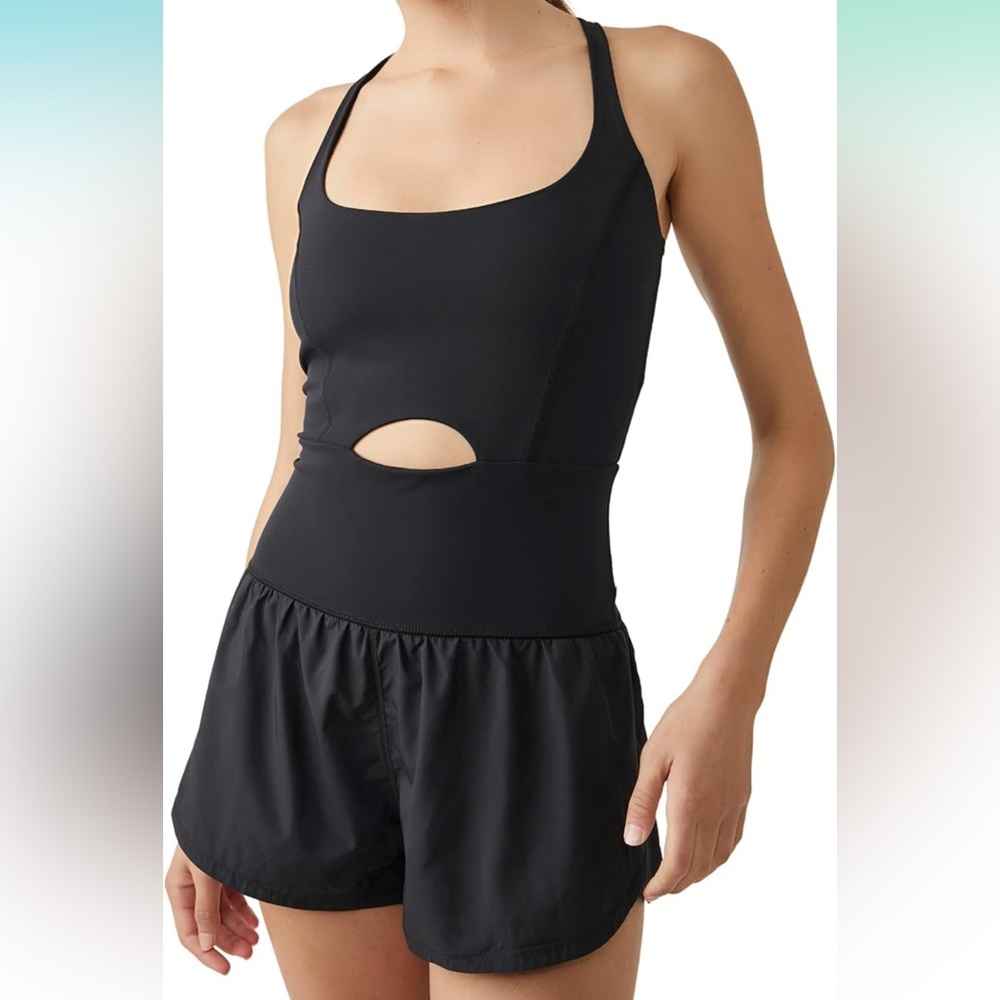 Free People Righteous Runsie Black romper